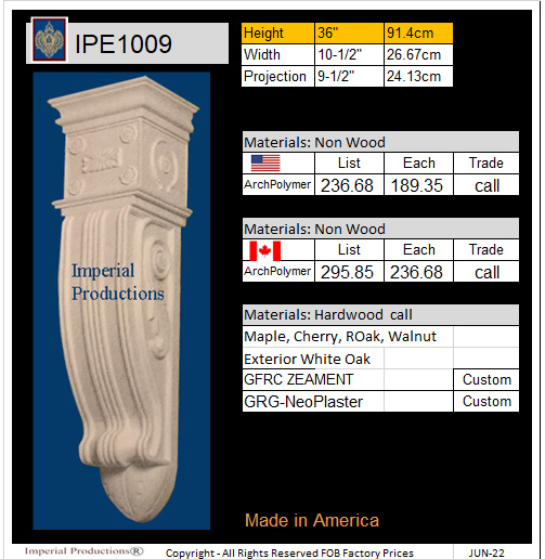 IPE1009 Empire style corbel 